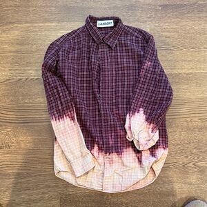LAMBERT Acid Wash Burgundy and Cream Flannel Shirt